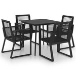 vidaXL Ensemble à dîner d'extérieur 5 Pièces Rotin PVC Noir