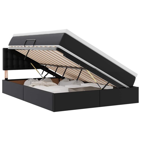 vidaXL Lit avec rangement et matelas Noir 140 x 190 cm Simili cuir