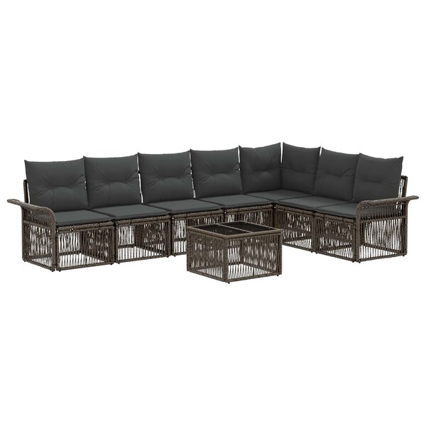 vidaXL Ensemble de canapé de jardin 8 Pièces Gris polyrotin
