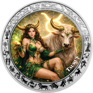 Monnaie TAURUS Goddesses Zodiac 1 Oz Argent 5 Cedis Ghana 2026 (PRÉCOMMANDE)