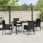 vidaXL Ensemble de salle à manger pour jardin 5 Pièces Noir Poly rotin
