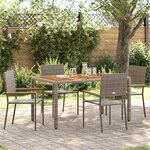 vidaXL Chaises empilables de jardin 4 Pièces Gris  Marron