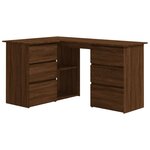 Bureau table poste de travail meuble d'ordinateur informatique étude d'angle chêne 145 x 100 x 76 cm bois d'ingénierie brun 02_0023676