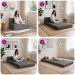 vidaXL Canapé-lit pliable Gris clair 70 x 80 x 60 cm Tissu