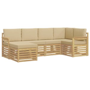 vidaXL Ensemble de canapés d'extérieur 6 pc Blanc et Beige Polyester