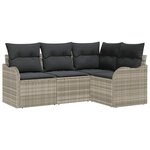 vidaXL Ensemble de canapé de jardin 4 Pièces Gris clair Poly rotin