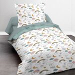TODAY Parure de lit Enfant Kids First 1.15 - 1 personne - Housse de couette 140 x 200 et 1 taie 63 x 63 cm - Imprimé blanc
