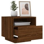 vidaXL Armoires de chevet avec lumières LED 2 Pièces chêne marron