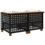 vidaXL Canapés d'angle de jardin et coussins 2 Pièces noir résine tressée