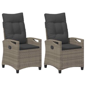 vidaXL Chaise de jardin 2 Pièces Gris et Gris foncé 56 x 60 x 112 cm