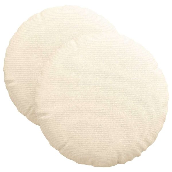 vidaXL Coussins de siège 2 pc Tissu en velours côtelé Crème Ø 40 cm