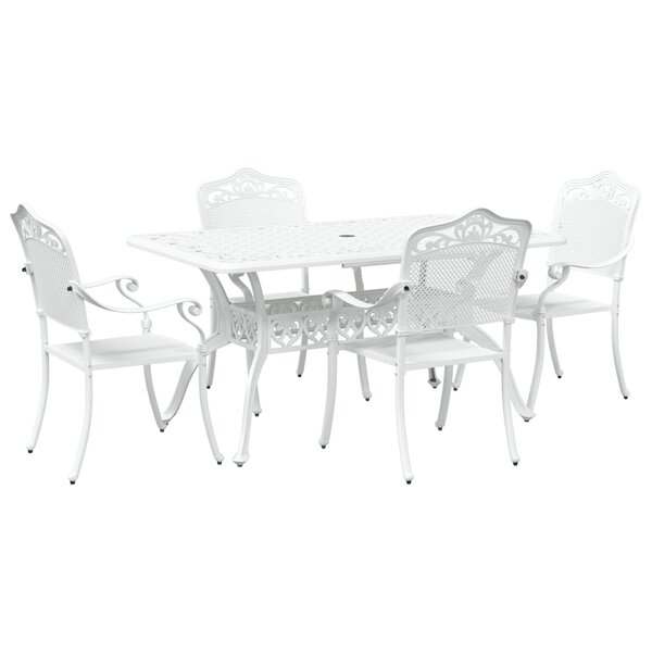 vidaXL Ensemble de salle à manger de jardin 5 pièces en aluminium coulé blanc