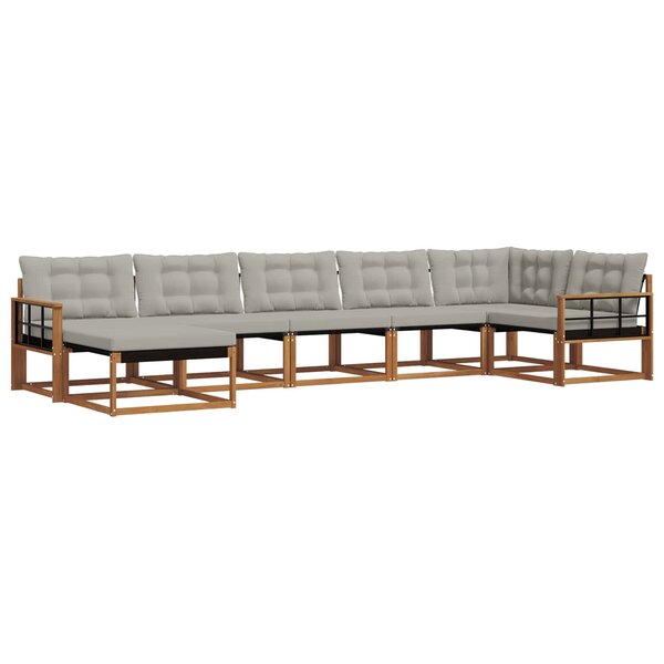 vidaXL Ensemble de canapés d'extérieur 7 pc Gris Naturel et Clair