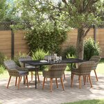 vidaXL Ensemble de Salle à Manger de Jardin 7 Pièces Gris Poly Rattan