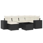 vidaXL Salon de jardin 7 Pièces avec coussins noir résine tressée