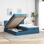 VidaXL Cadre de lit ottoman avec matelas bleu foncé 160x200 cm velours