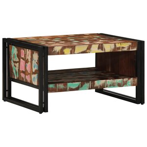 vidaXL Table basse multicolore 70x50x38 cm bois de récupération massif
