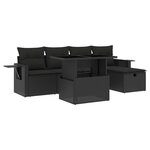 vidaXL Salon de jardin 6 Pièces avec coussins noir résine tressée