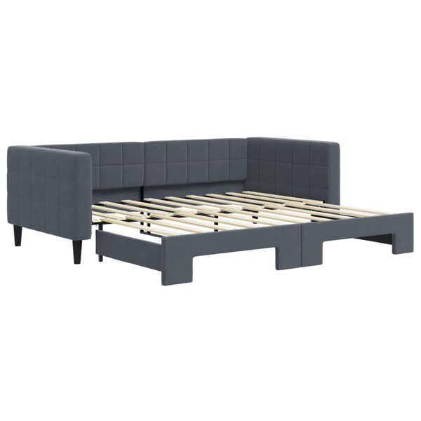 vidaXL Lit de jour avec gigogne sans matelas gris foncé 90x190 cm