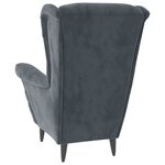 vidaXL Fauteuil à oreilles avec tabouret gris foncé velours
