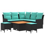vidaXL Ensembles de meubles 6 pc Noir et turquoise Rotin PE