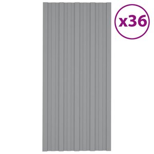 vidaXL Panneaux de toiture 36 Pièces Acier galvanisé Gris 100x45 cm