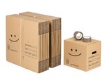 Pack 40 cartons à livres avec poignées + 2 adhésifs offerts