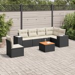 vidaXL Salon de jardin 7 Pièces avec coussins noir résine tressée