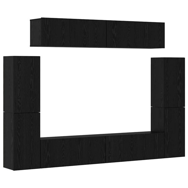 vidaXL Ensemble meuble TV 8 Pièces Chêne noir Bois d'ingénierie