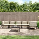 vidaXL Salon de jardin 7 Pièces avec coussins anthracite résine tressée