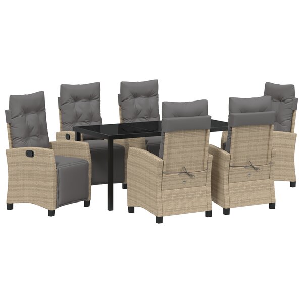 vidaXL Ensemble de Salle à Manger de Jardin de 7 Pièces Beige Rotin Poly