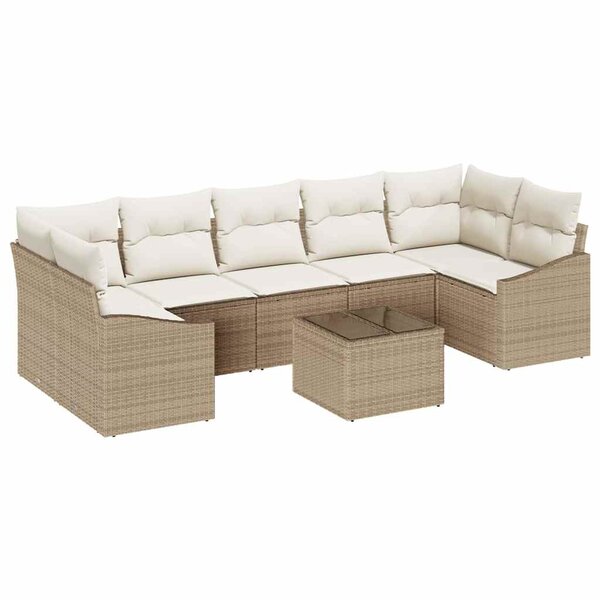 vidaXL Ensemble de canapé de jardin 8 Pièces Beige  Crème 55 x 55 x 37 cm