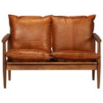 vidaXL Ensemble de canapés 2 Pièces Marron Cuir véritable et acacia