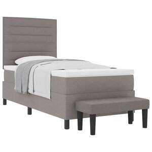 vidaXL Lit à ressorts avec tête de lit Taupe 90 x 190 cm tissu