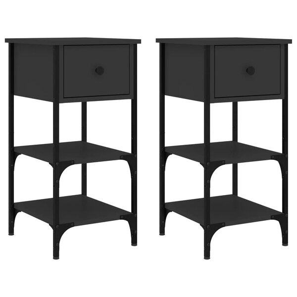 vidaXL Tables de chevet 2 Pièces noir 34x36x70 cm bois d’ingénierie