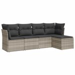 vidaXL Salon de jardin 5 Pièces avec coussins gris clair résine tressée