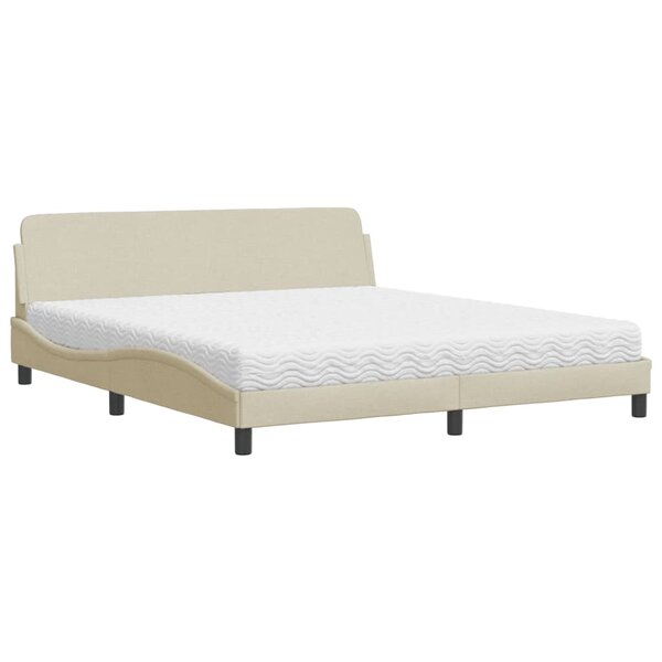 vidaXL Lit avec matelas Dover crème 180x200 cm tissu
