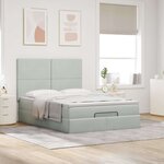 vidaXL Cadre de lit ottoman avec matelas gris clair 140x200 cm velours