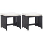vidaXL Tabourets de jardin 2 Pièces avec coussins Résine tressée Noir