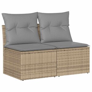 vidaXL Salon de jardin avec coussins 2 Pièces beige résine tressée acacia