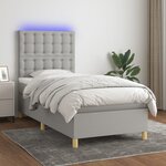 vidaXL Sommier à lattes de lit et matelas et LED Gris clair 90x190 cm