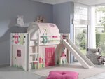 PINO Lit mezzanine blanc avec toboggan Spring