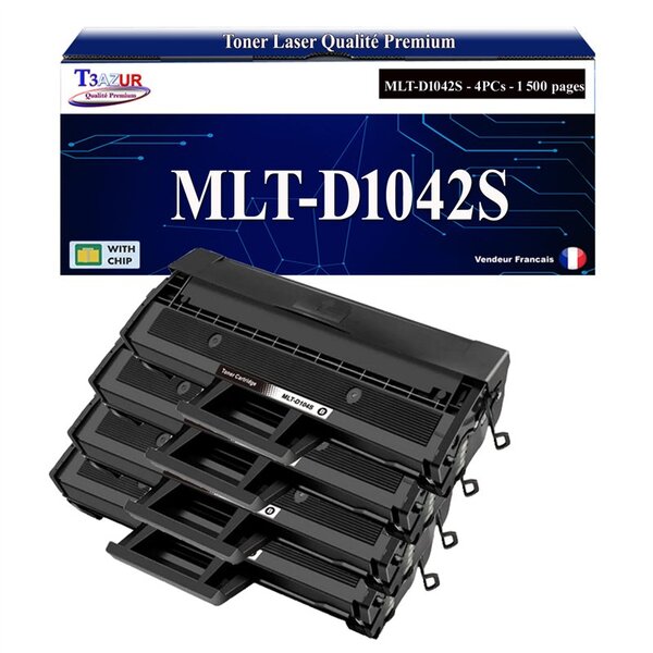 T3AZUR -4x Toners compatibles avec Samsung MLT-D1042S pour Samsung ML-1860 ML-1861 ML-1864K ML-1865 ML-1865W ML-1866 ML-1866W ML-1867
