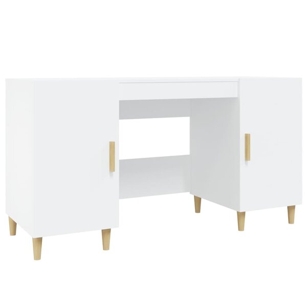 Bureau table poste de travail meuble d'ordinateur informatique étude 140 x 50 x 75 cm bois d'ingénierie blanc 02_0023514