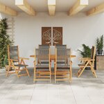 Ensemble de jardin 7 pièces vidaXL en bois d'acacia massif et en rotin synthétique gris