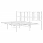 vidaXL Cadre de lit métal avec tête de lit blanc 140x200 cm