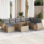 vidaXL Salon de jardin avec coussins 9 Pièces beige résine tressée