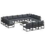 vidaXL Ensemble de canapé de jardin avec coussin Noir Aluminium