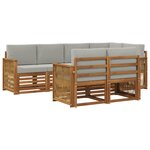 vidaXL Ensemble de canapés d'extérieur 6 pc Naturel et gris clair
