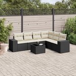 vidaXL Salon de jardin 7 Pièces avec coussins noir résine tressée